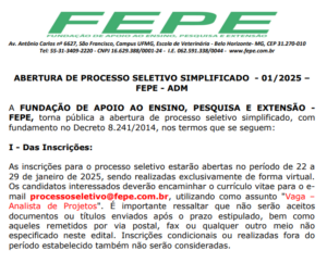 Processo Seletivo Simplificado - 01-2025 - FEPE - ADM